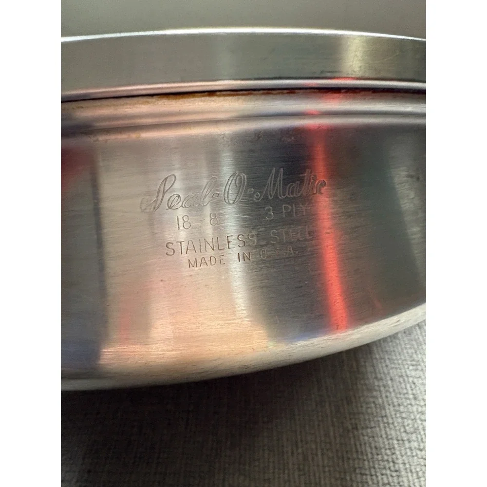 Vintage SEAL-O-MATIC 18-8 3 Ply Stainless Steel Frying Pans‎ Skillet 2 USA